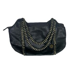 The Sak Black Shoulder Bag with Gold Chain Accents